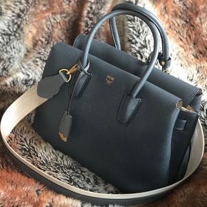 MCM Milla Leather Tote (Medium) - grey